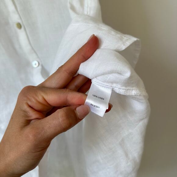 J. Jill Linen Button Front Collared Sleeveless Shirt Blouse White SP - Picture 4 of 6